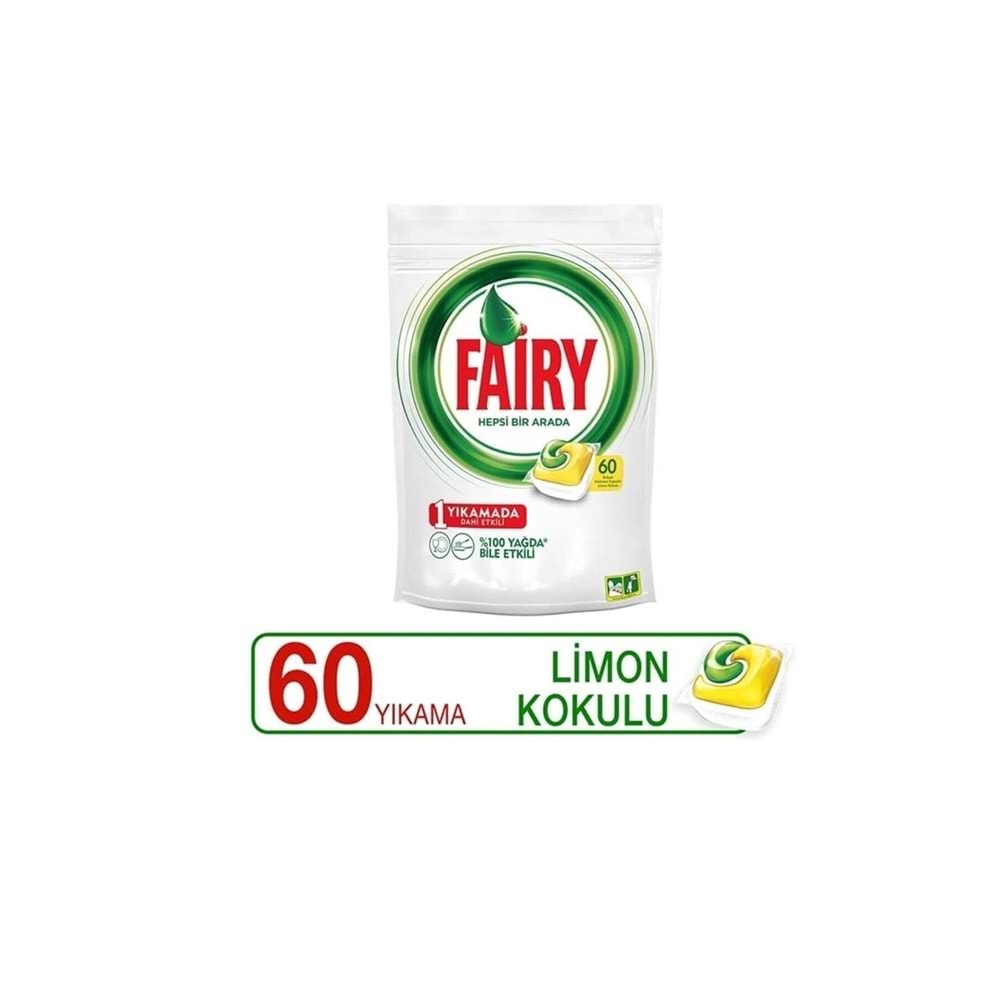 Fairy Tablet Limon Kokulu Hepsi Bir Arada 60 Lı