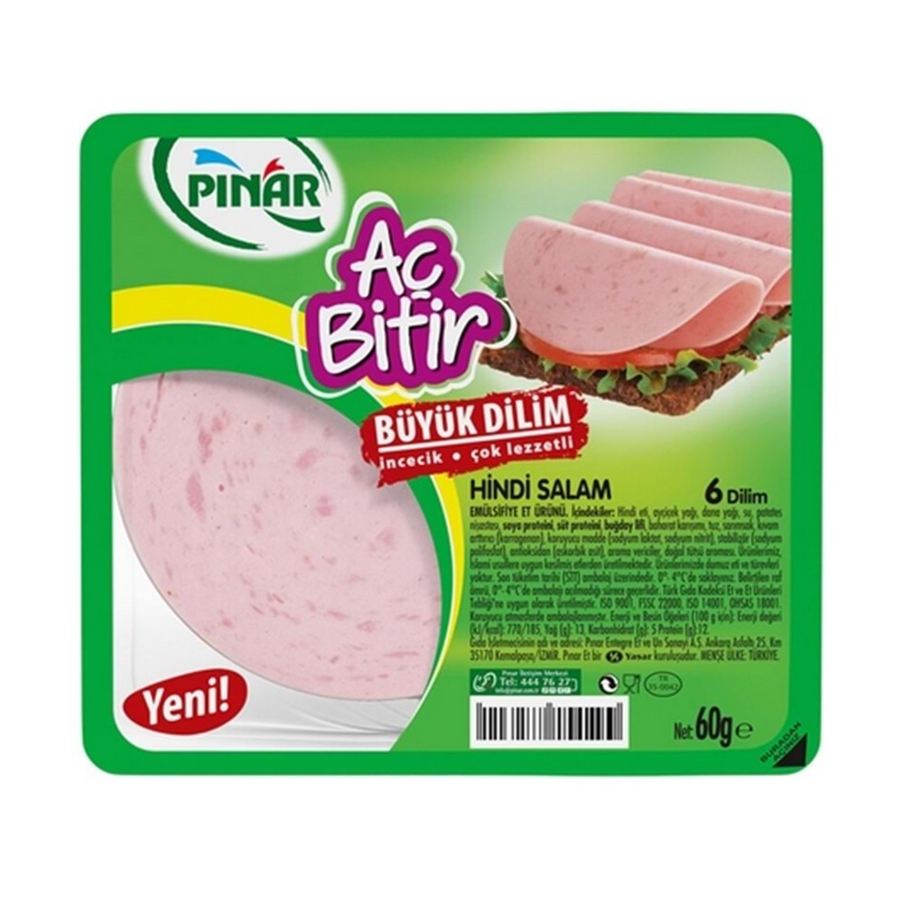 Pınar Hindi Salam Aç Bitir (Büyük Dilim) 60 Gr