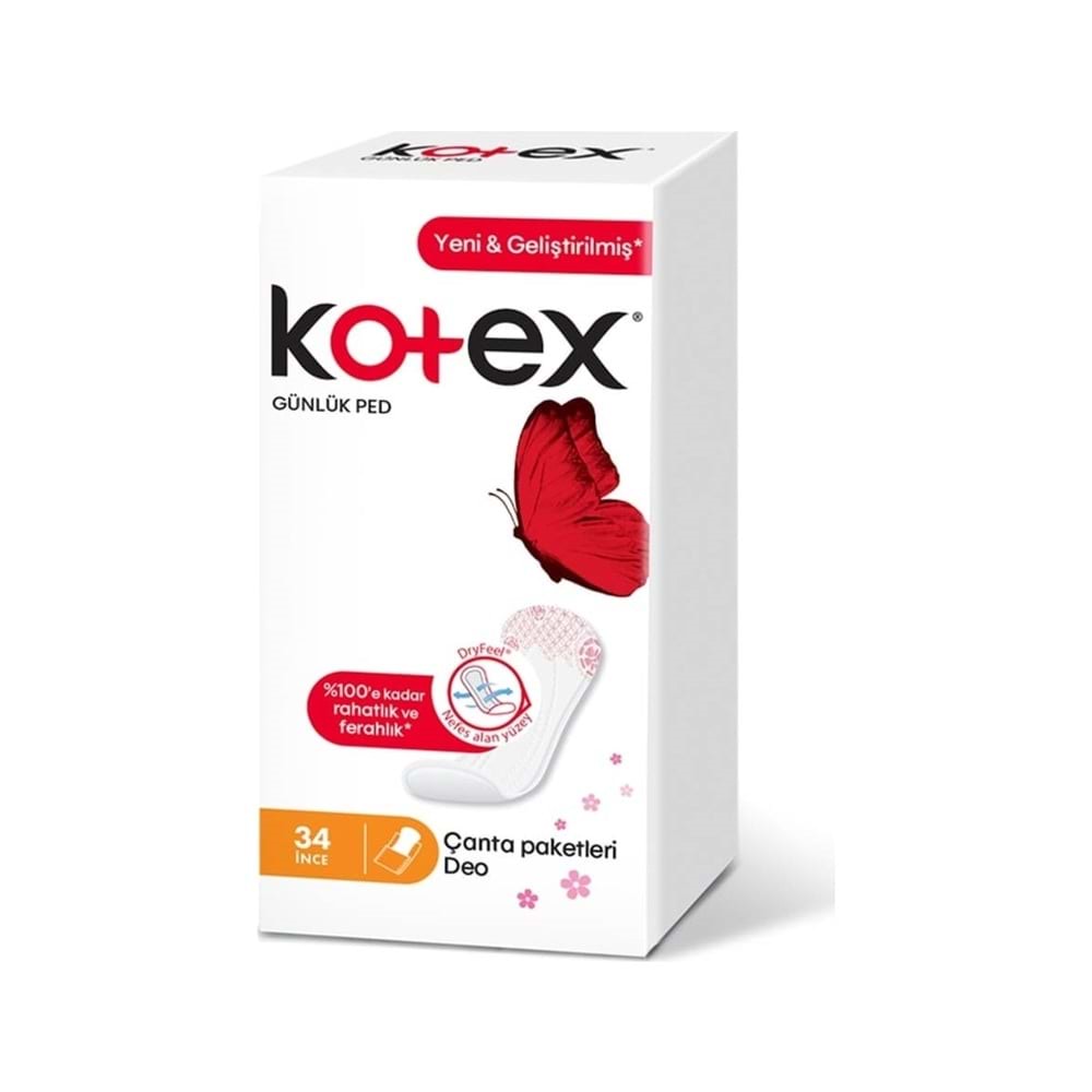 Kotex İnce Günlük Ped Çanta Paketleri Deo 34 Adet