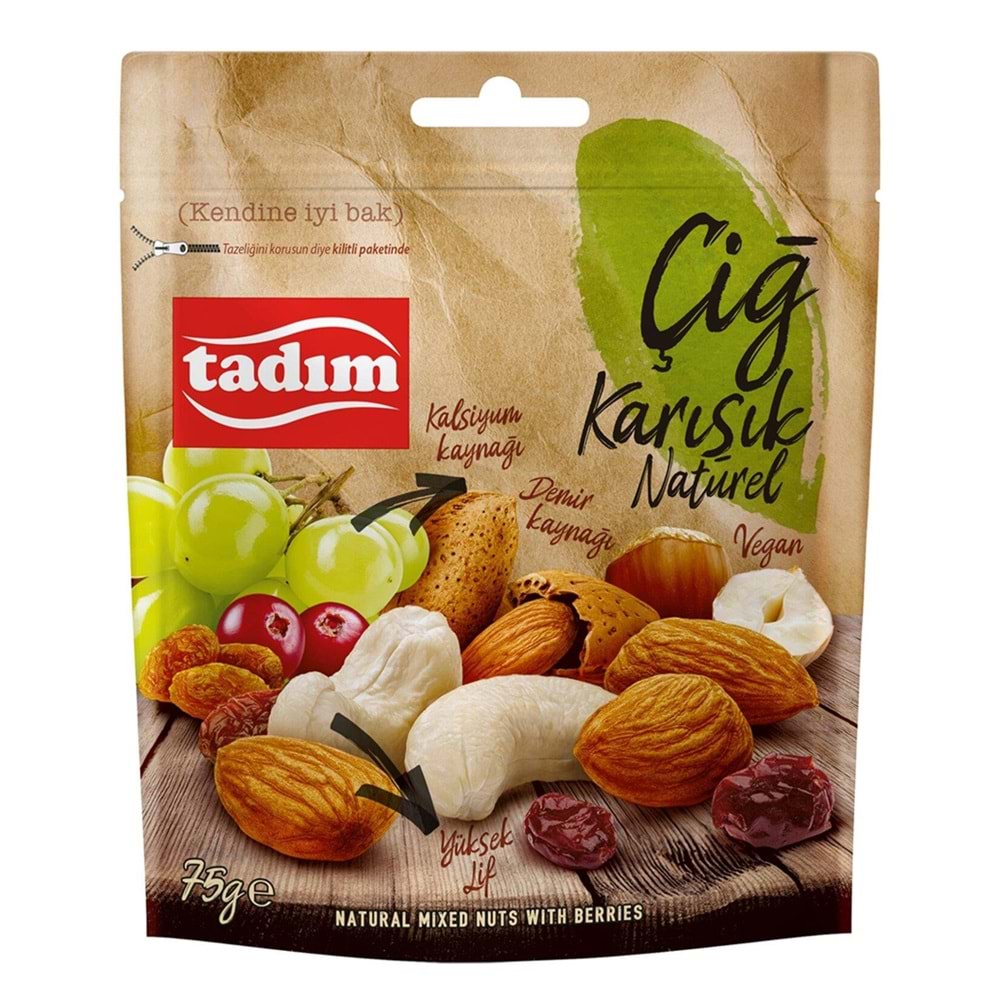 Tadım Çiğ Naturel Karışık Yemiş 75 Gr