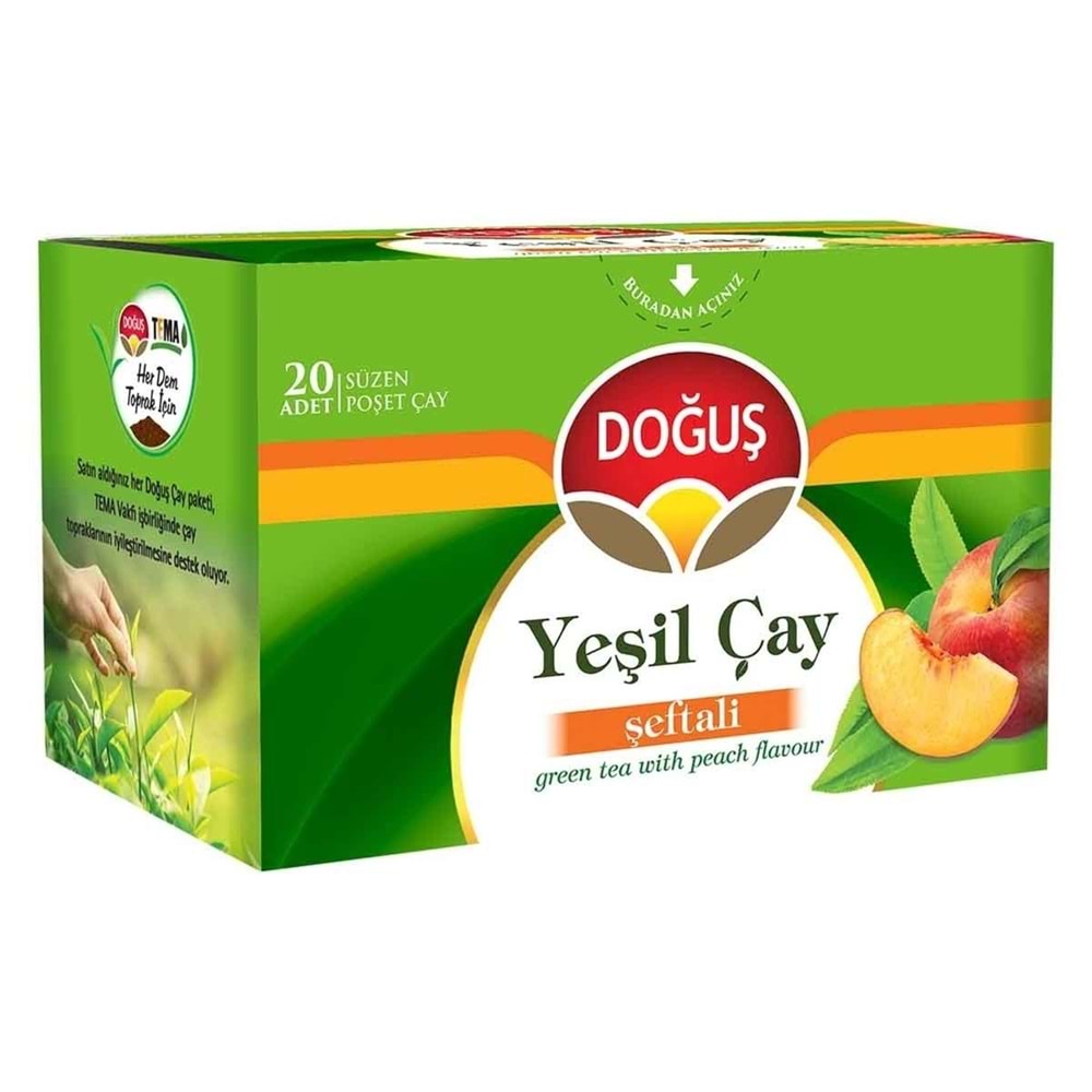 Doğuş Poşet Yeşilçay Şeftalili 20 Li Paket 35 Gr