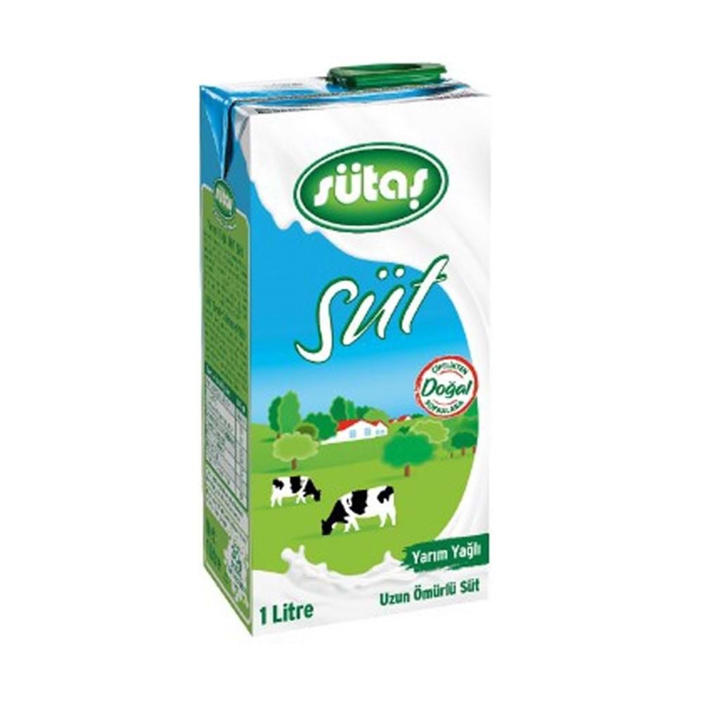 Sütaş Yarım Yağlı Süt 1 Lt