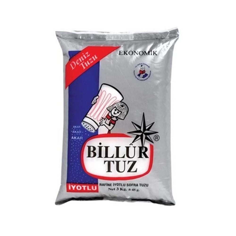 Billur Tuz İyotlu 3 Kg