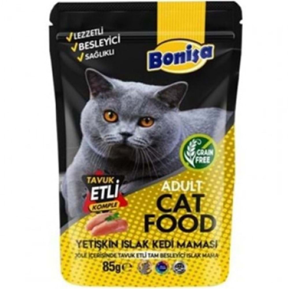 Bonisa Tavuk Etli Islak Yetişkin Kedi Yemi 85 Gr