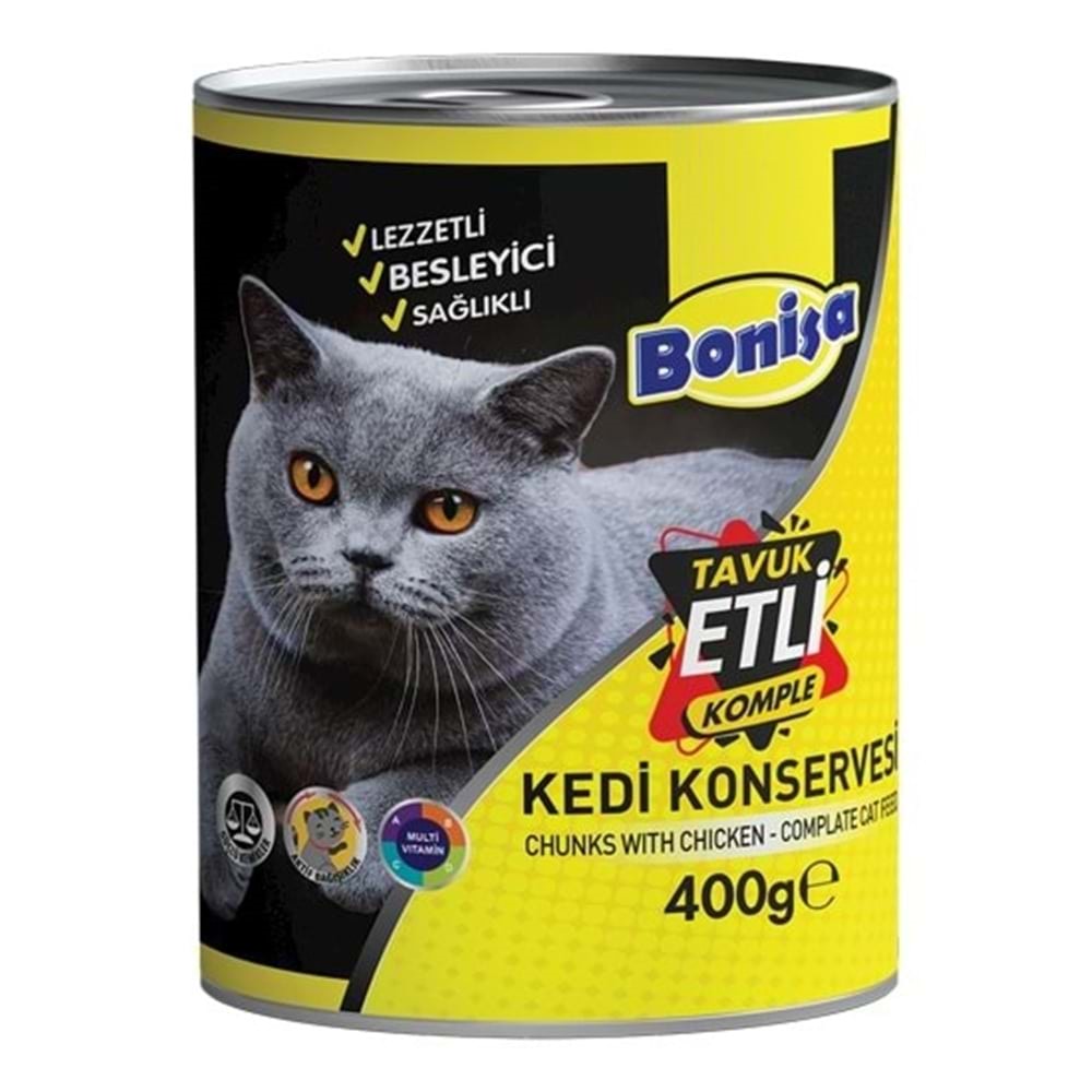 Bonisa Parça Tavuk Etli Kedi Islak Konserve Yem 400 Gr