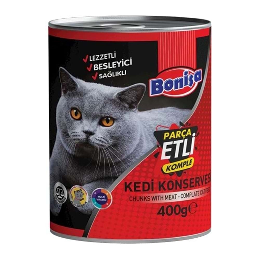 Bonisa Parça Etli Kedi Islak Konserve Yem 400 Gr
