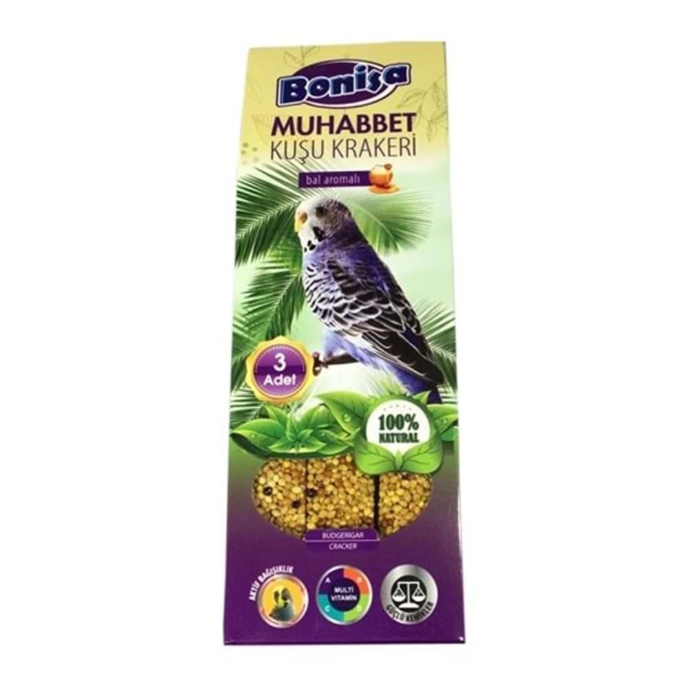 Bonisa Muhabbet Kuşu Krakeri Bal 3 Lü 90 Gr