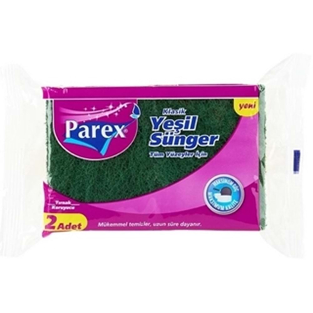 Parex Sünger 2Li Klasik Yeşil Oluklu