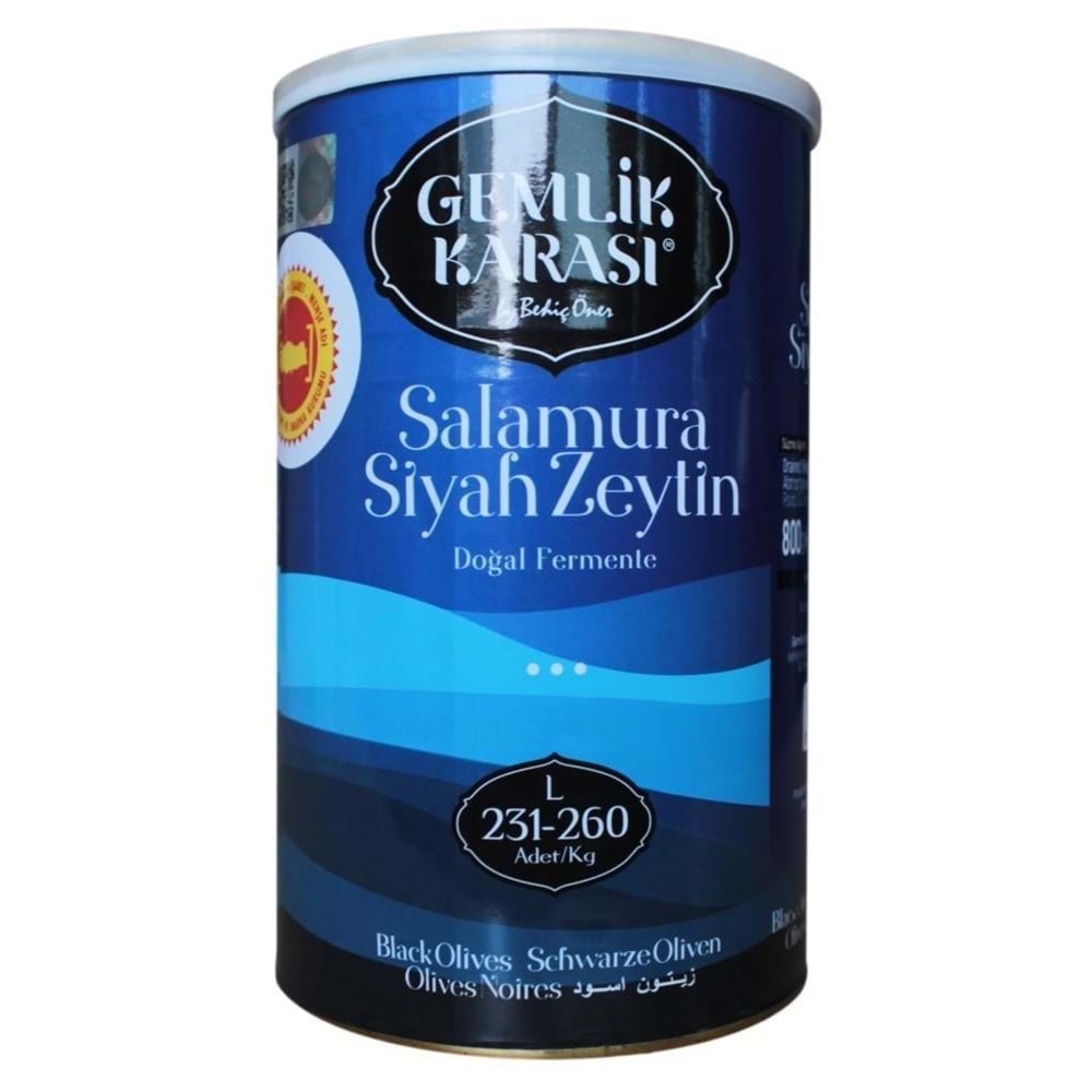 Gemlik Karası Zeytin Siyah Salamura 800 Gr L 231-260