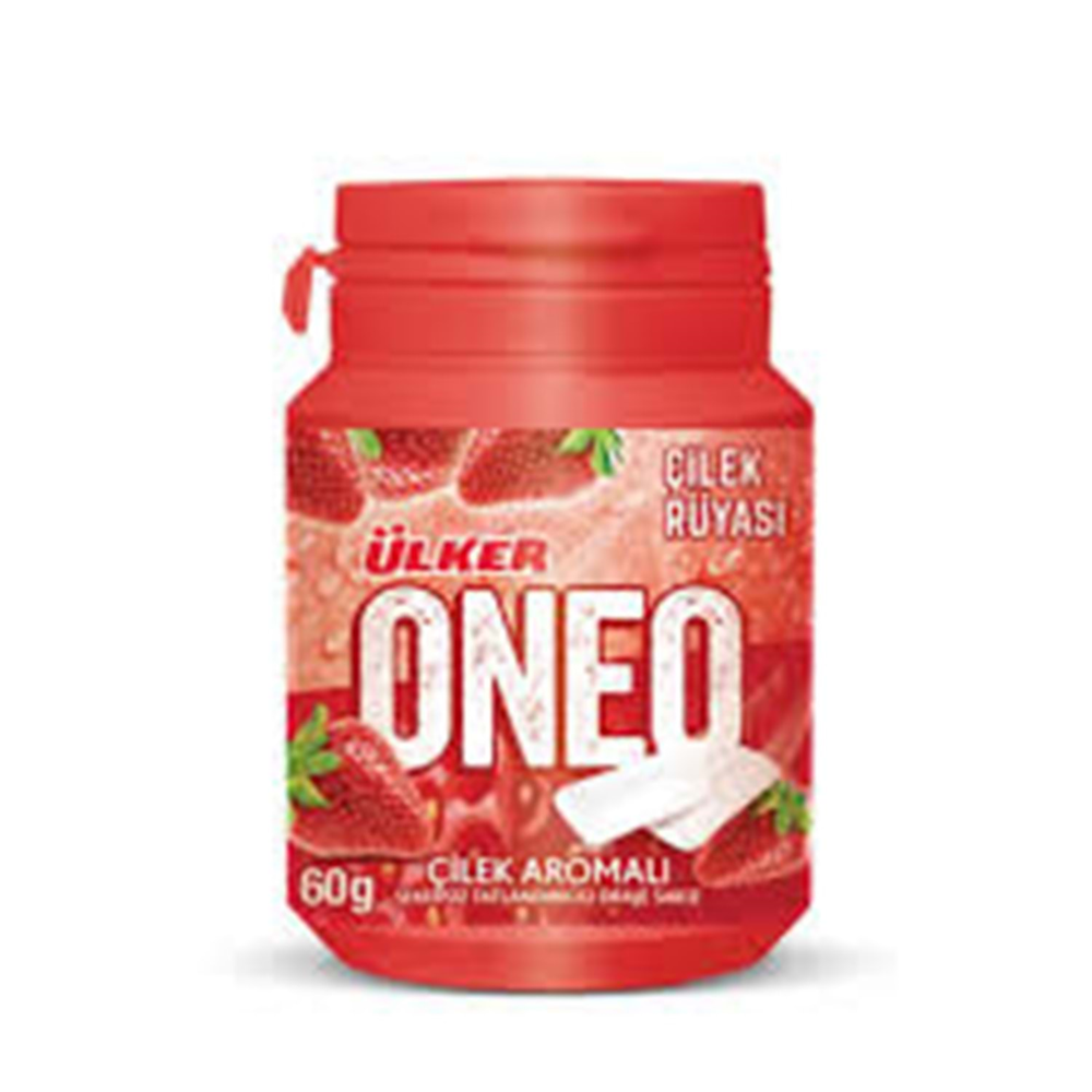 Ülker Oneo Çilek Aromalı Bottle Draje Sakız 60 Gr Şişe