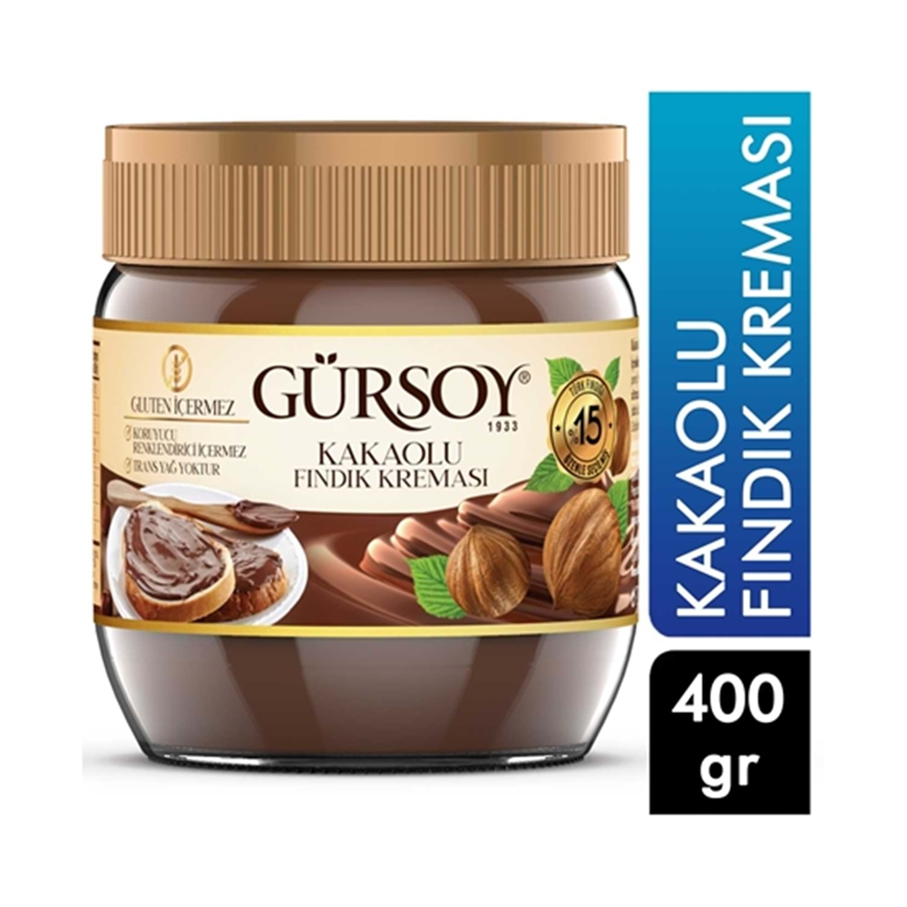 Gürsoy Kakaolu Fındık Kreması 400 Gr Cam