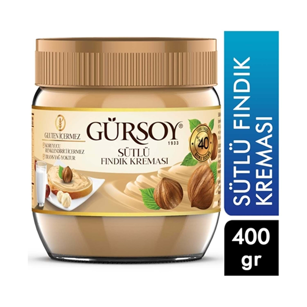 Gürsoy Sütlü Fındık Kreması 400 Gr Cam