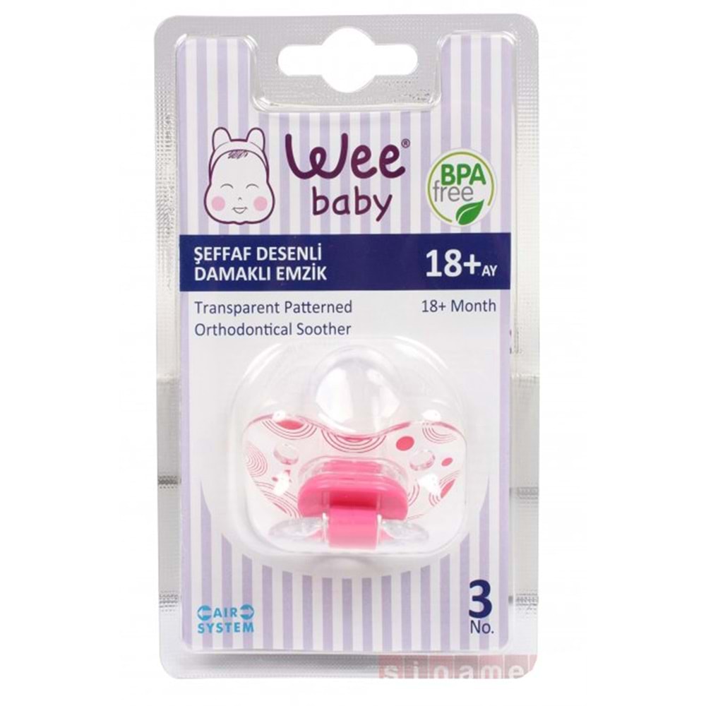 Wee Baby 838 Şeffaf Desenli Damaklı Emzik No:3