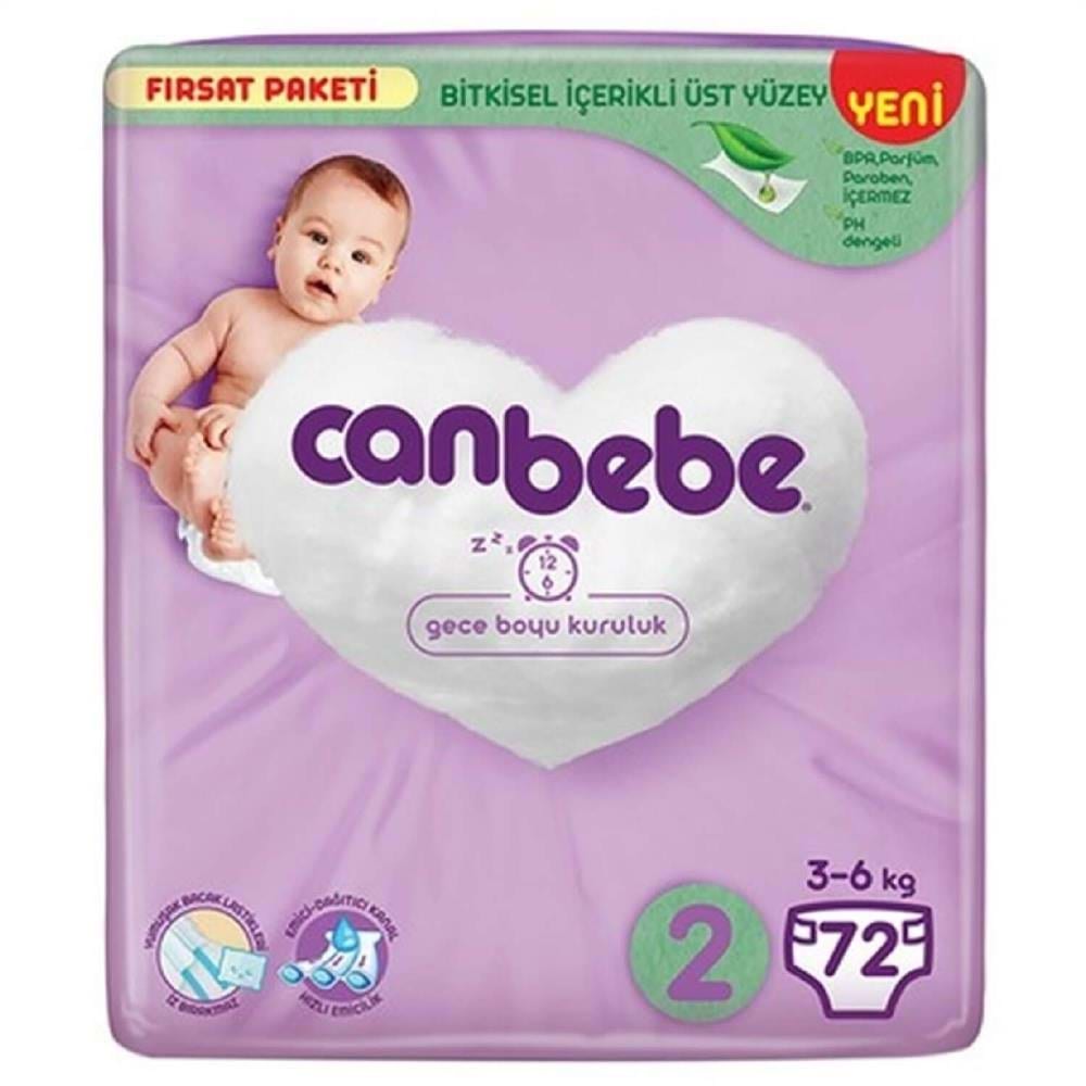 Canbebe Fırsat Paketi Bebek Bezi 3-6 Kg No:2 Mini 72 Li