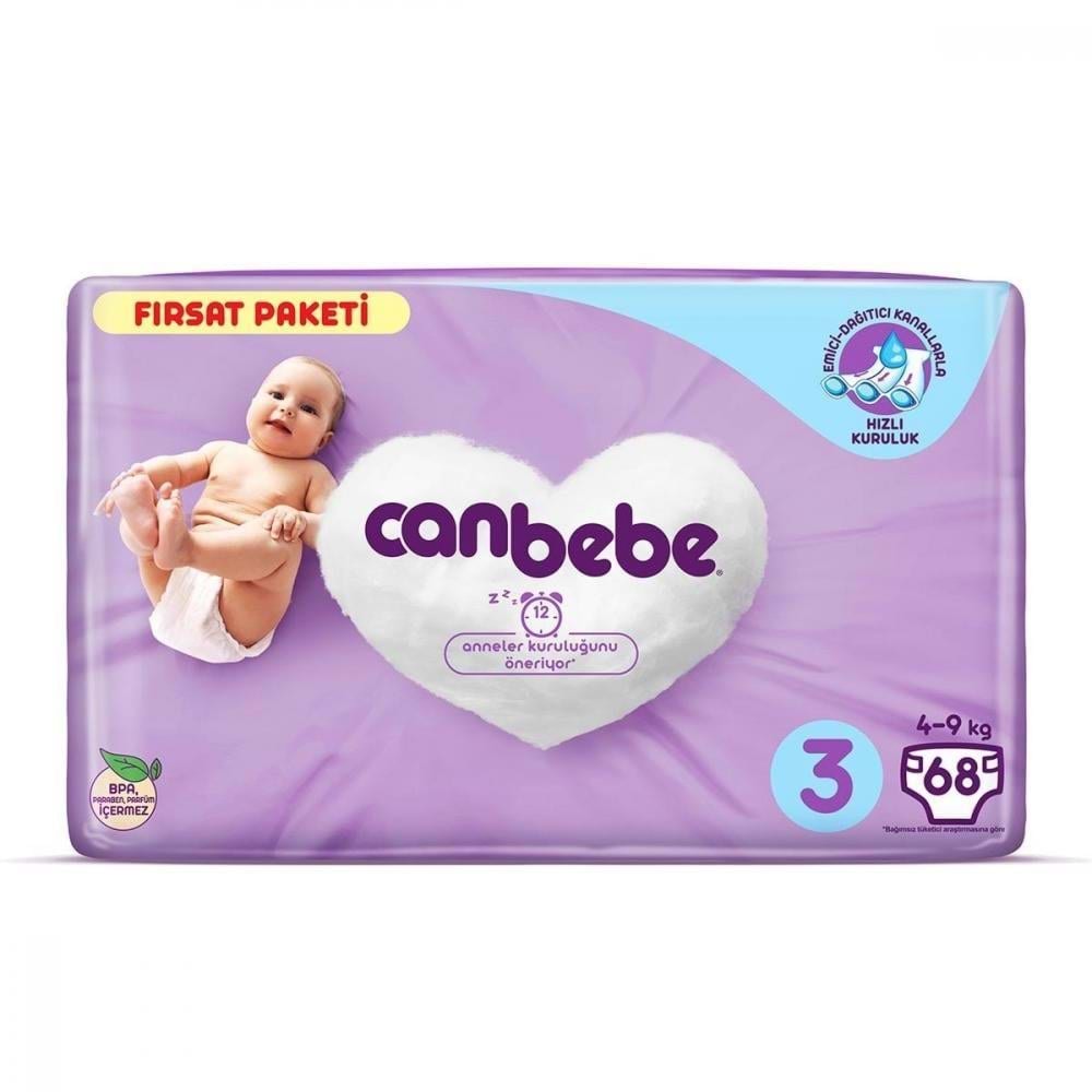 Canbebe Fırsat Paketi Bebek Bezi 4-9 Kg No:3 Mini 68 Li