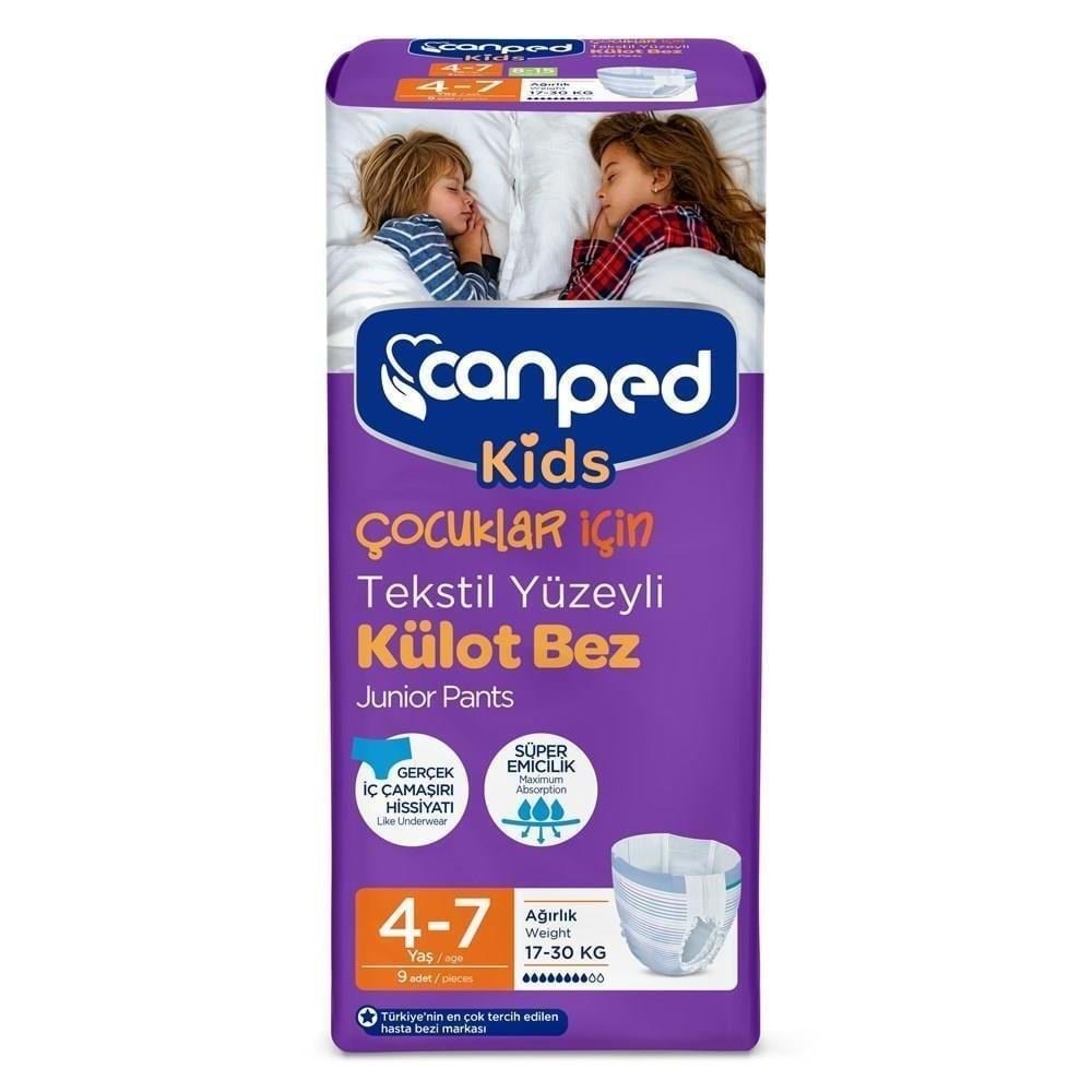 Canped Çocuklar İçin Tekstil Yüzeyli Külot Bez 4-7 Yaş 9 Adet