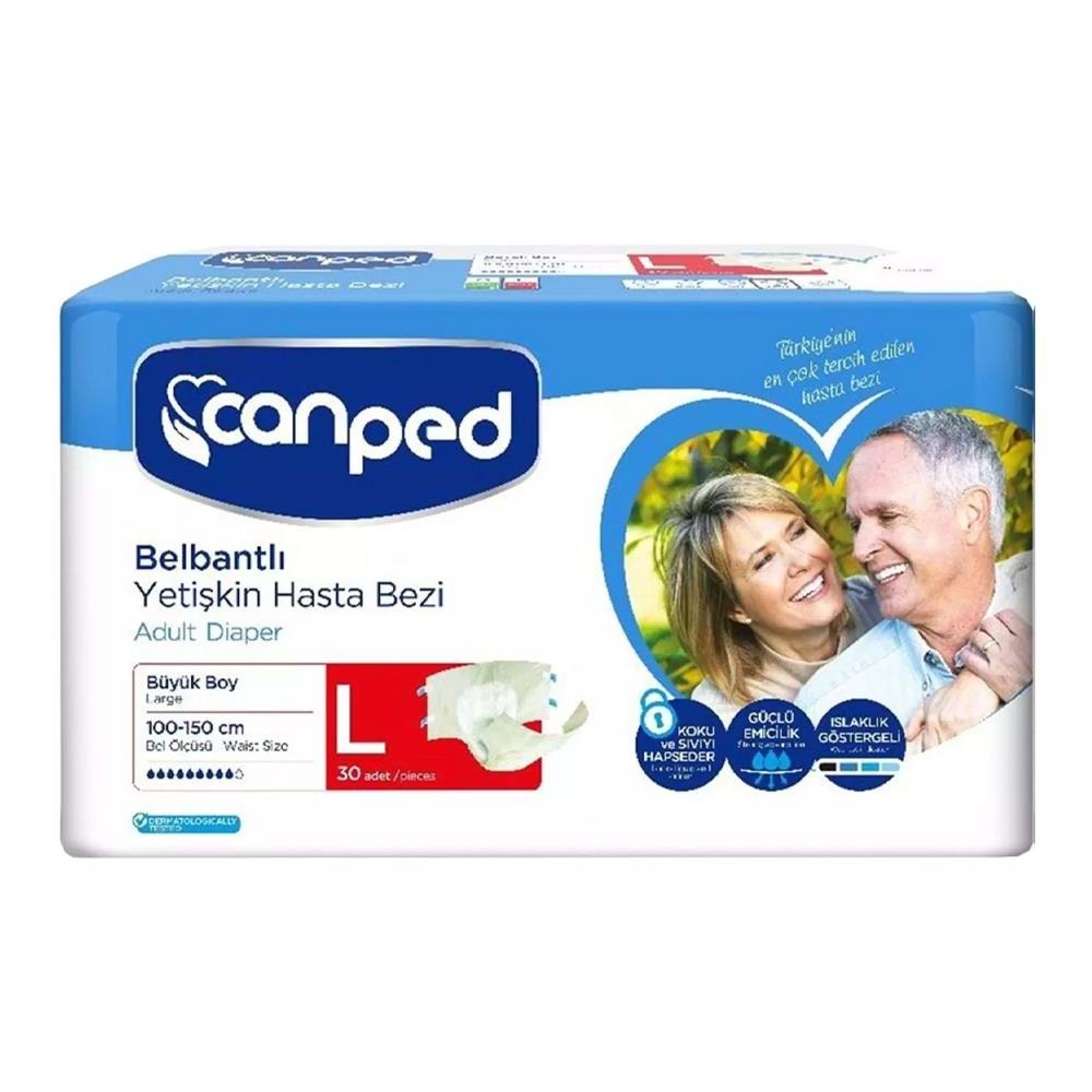 Canped Hasta Bezi Yetişkin Bel Bantlı L-Büyük Boy 30 Adet Tekli Pk