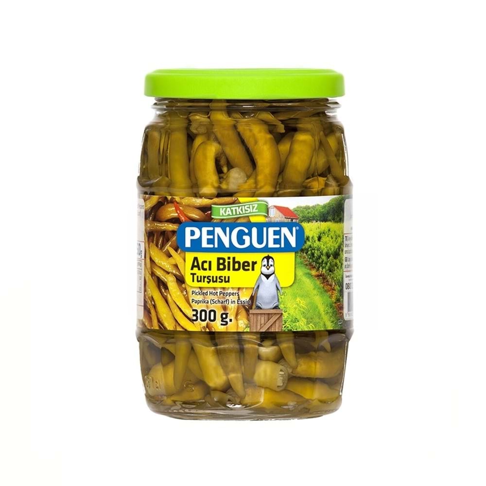 Penguen Acılı Biber Turşu 300 Gr Cam