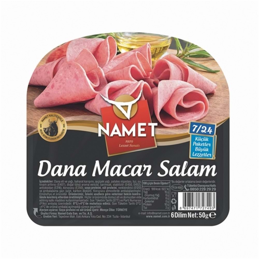 Namet Dana 7/24 Macar Salam 6 Dilim 50 Gr