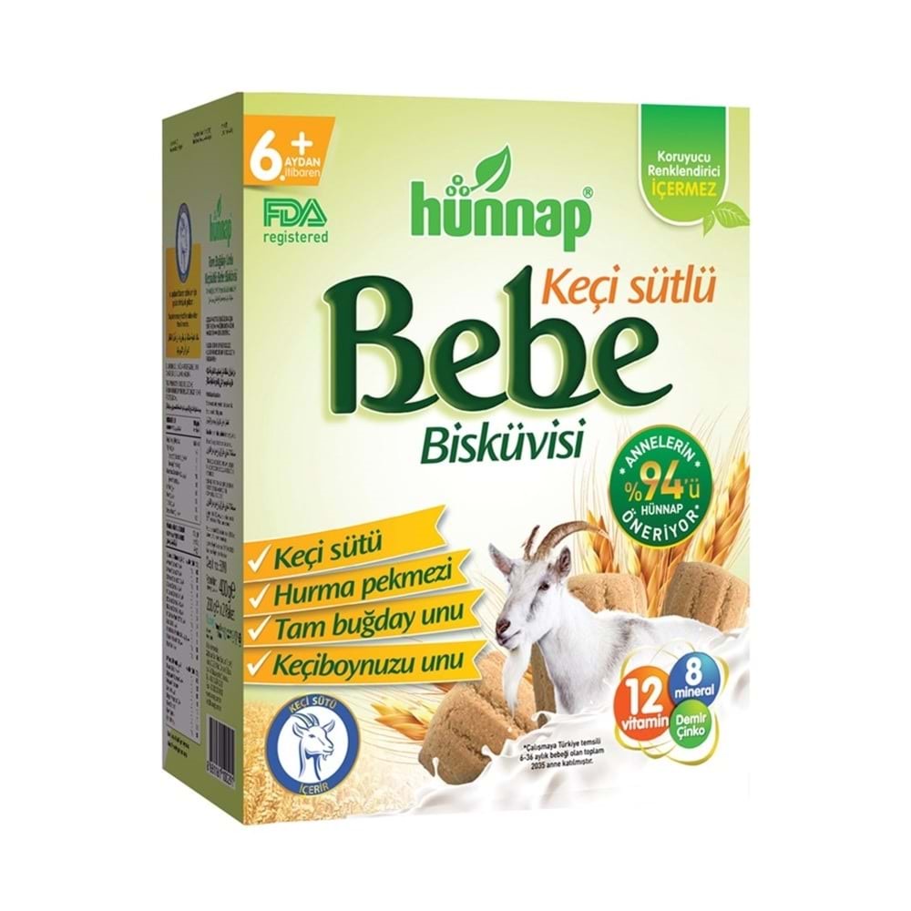 Hünnap Agu Bebe Keçi Sütlü Bebe Bisküvisi 6 + Ay 400G