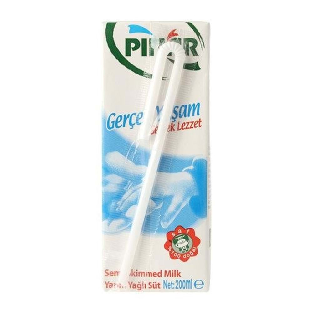 Pınar Doğal Yarım Yağlı Süt 200 Ml