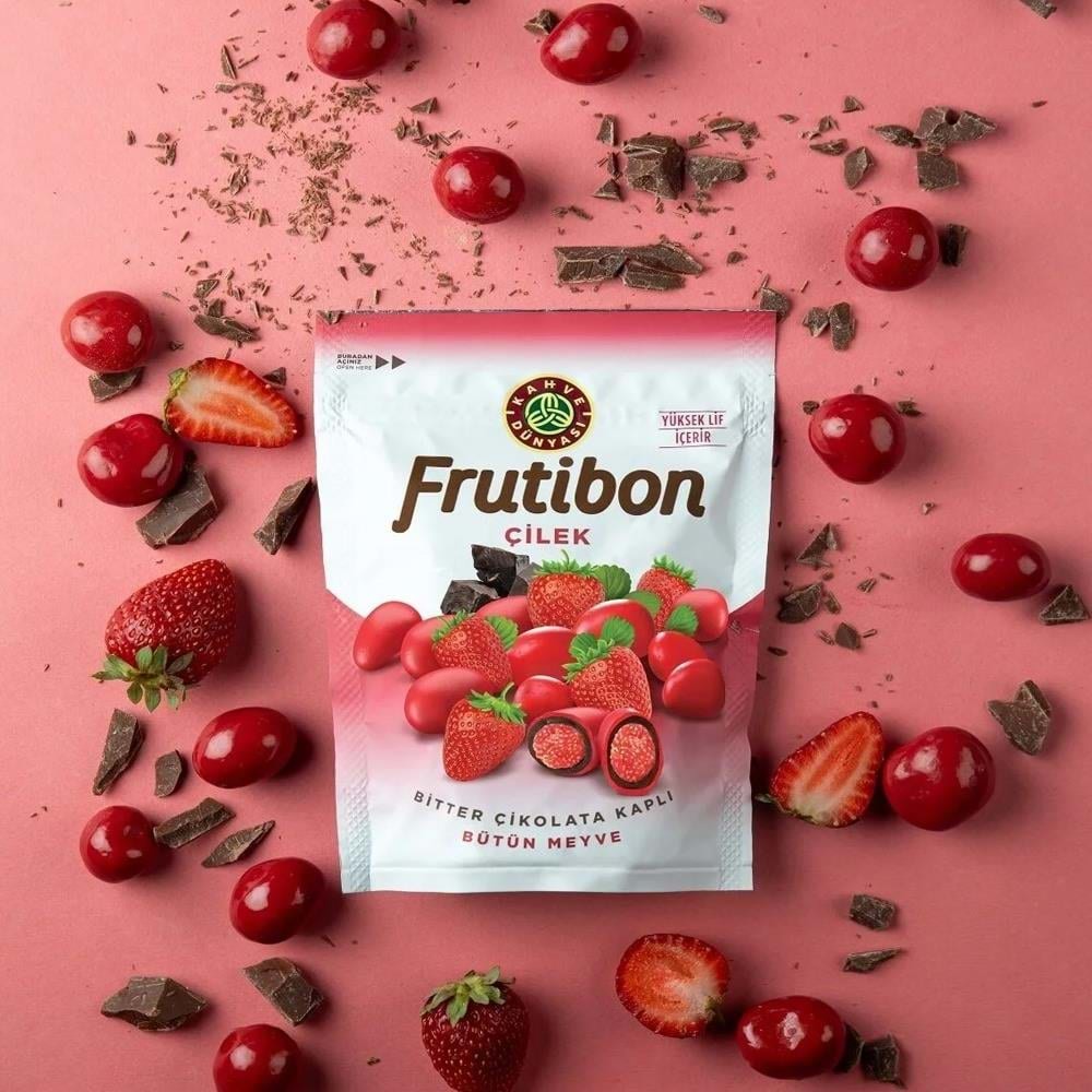 Kahve Dünyası Frutibon Çilekli Bitter Çikolata Kaplı Draje 50 Gr