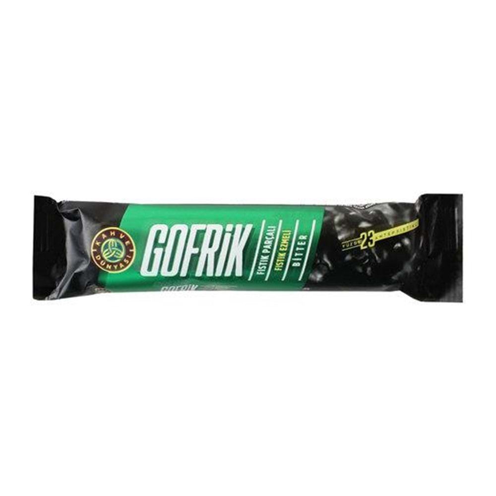 Kahve Dünyası Gofrik Antep Fıstıklı Bitter Çikolata Kaplı Gofret 33 Gr