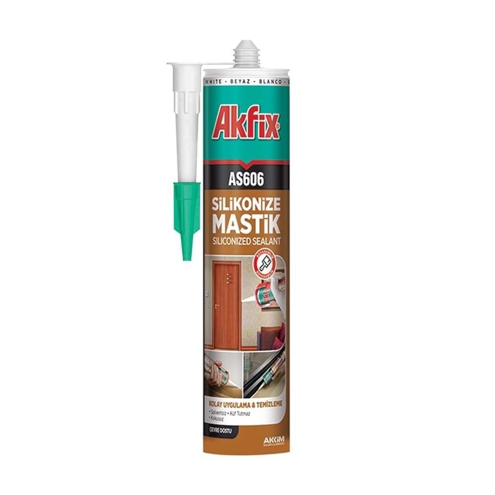 Akfix Aa001 Silikonize Mastik Beyaz 500 Gr
