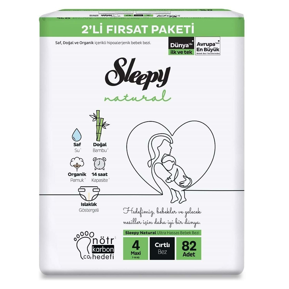 Sleepy Naturel 2Li Fırsat Paket No:4 Maxi 82 Li Çocuk Bezi