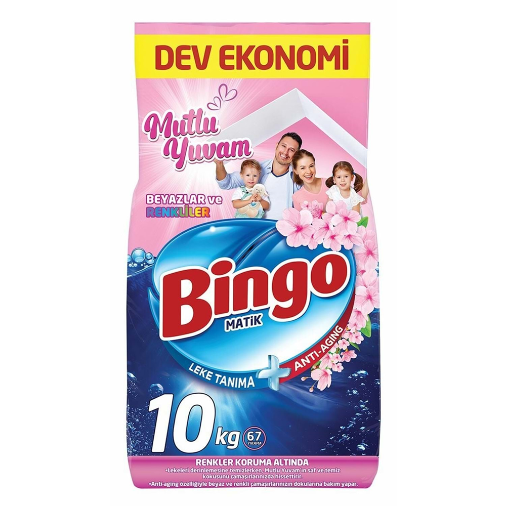 Bingo Matik Mutlu Yuvam Toz Deterjan Renkli Beyaz 10 Kg