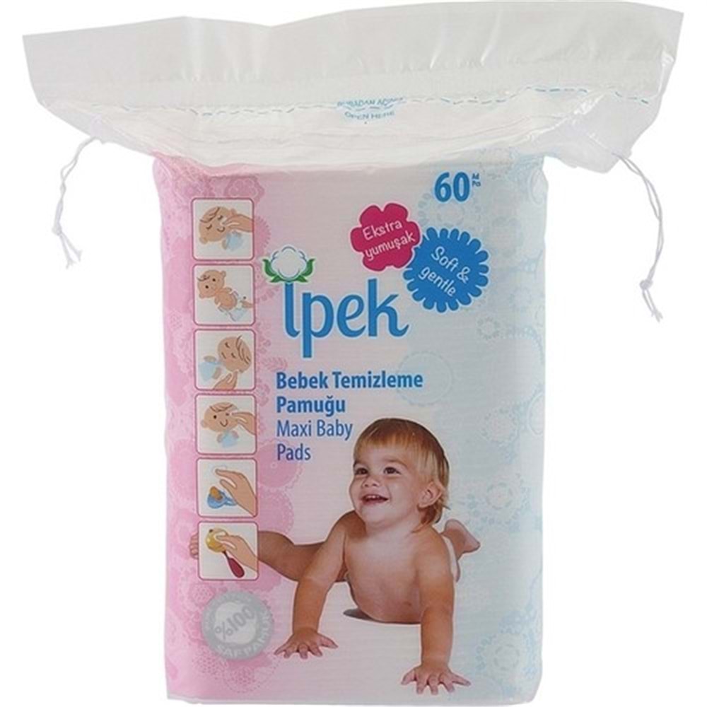 İpek Hidrofil Maxi Bebek Temizleme Pamuk Pedi 60 Adet