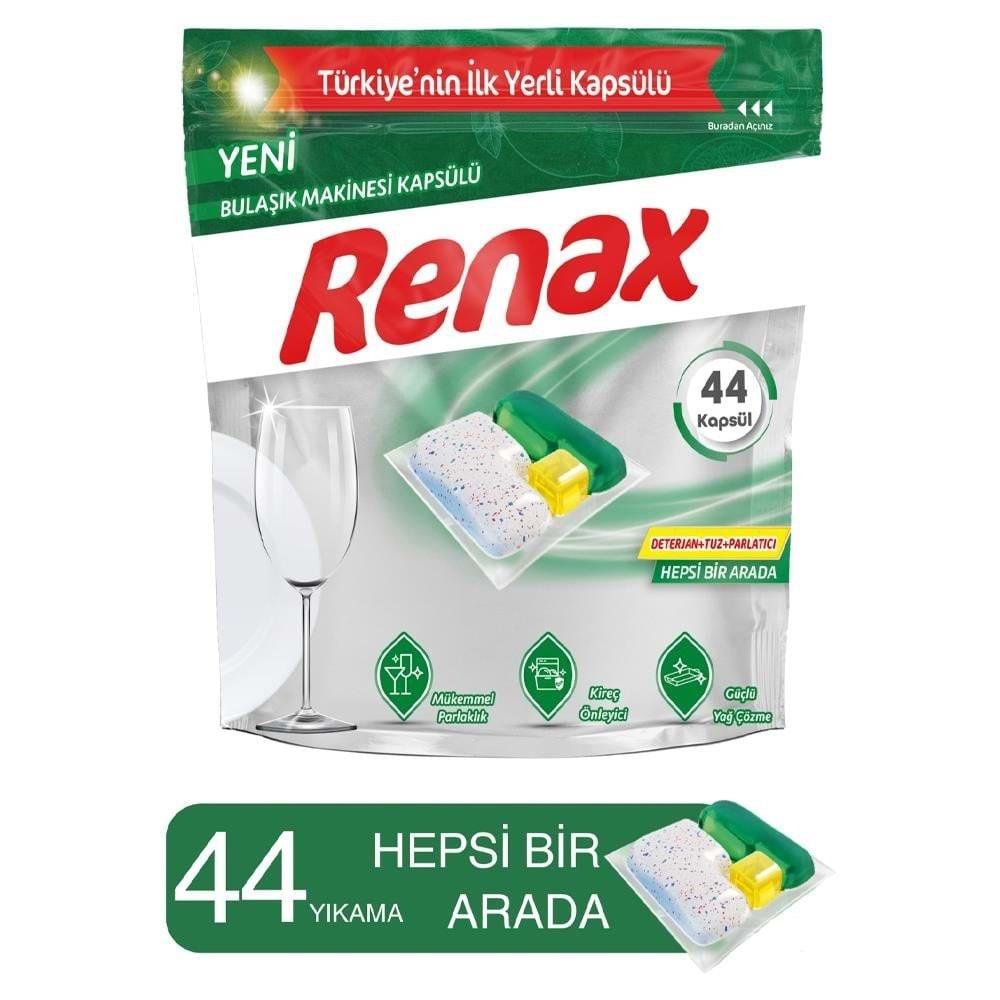 Renax Bulaşık Makine Kapsülü 44 Lü 463 Gr