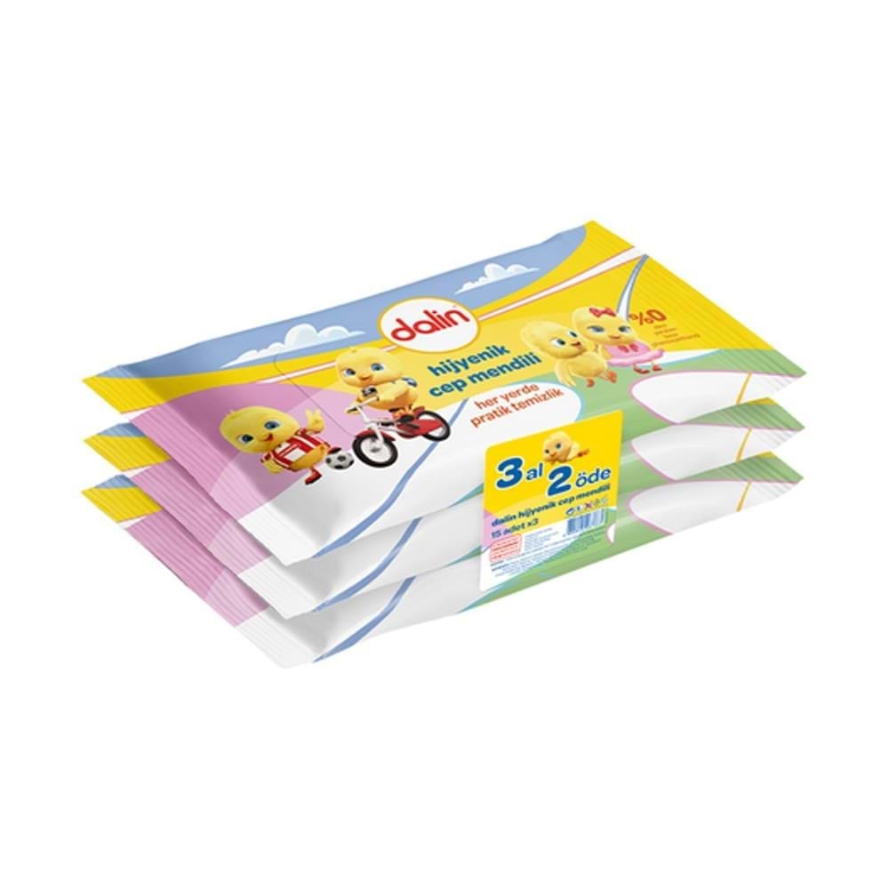 Dalin Islak Cep Mendili 3 Lü Avantaj Paketi 3X15 Li