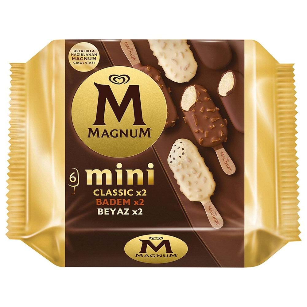 Algida Magnum Mini Classic Badem Beyaz Dondurma 6 Lı
