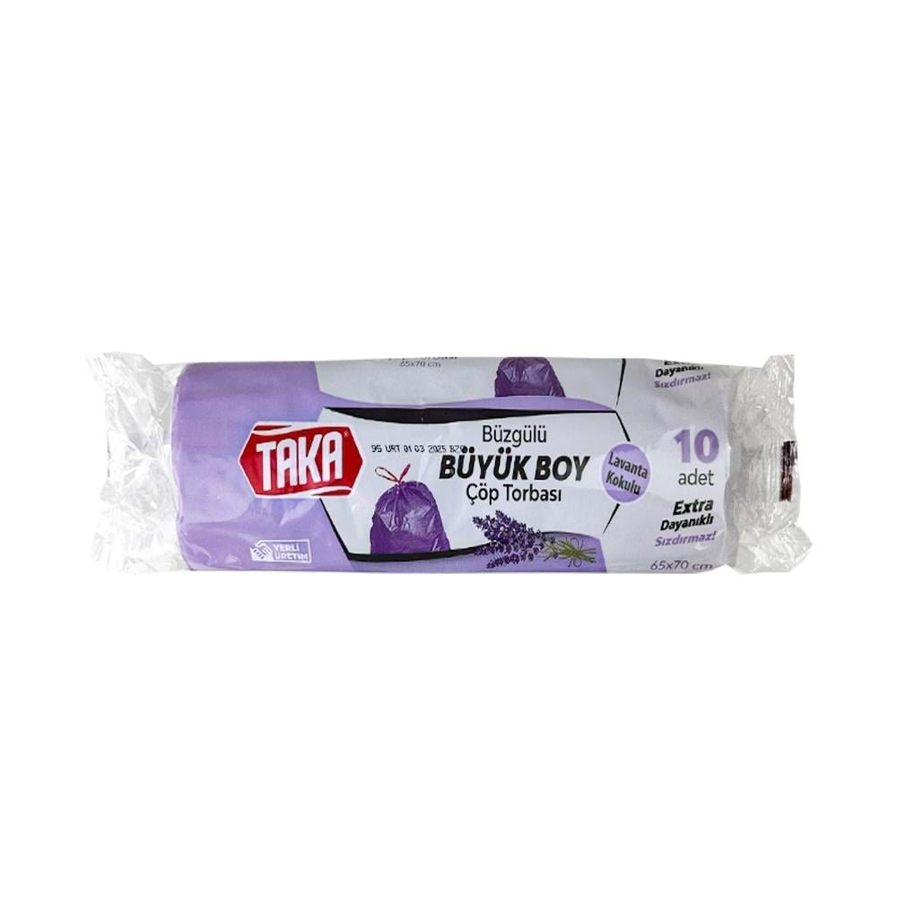 Taka Büzgülü Çöp Torbası Büyük Boy Lavantalı 65X70 10 Lu