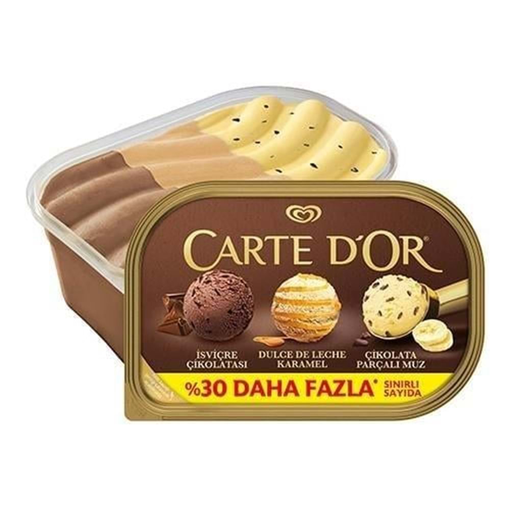Algida Carte Dor İsviçree Çikolatası Karamel Çikolata Parçalı Muz 1105 Ml Dondurma