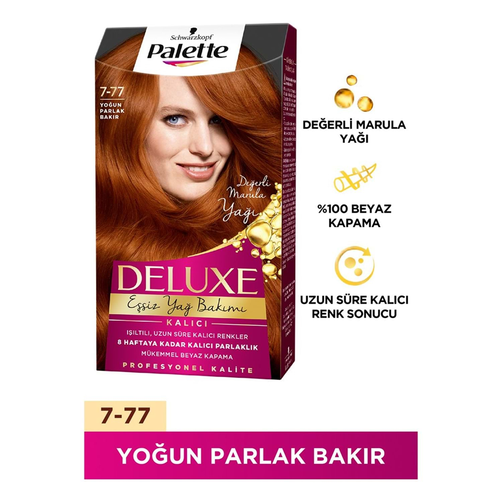 Palette Saç Boyası Delux 7-77 Yoğun Parlak Bakır