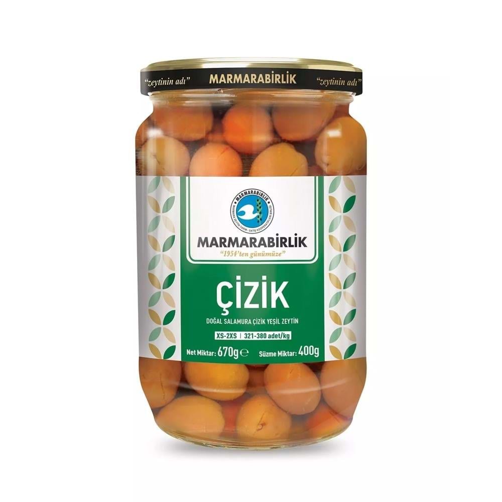 Marmara Birlik Yeşil Çizik Zeytin 400 Gr Cam 321-380 Xs-2Xs