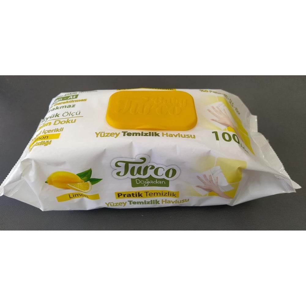 Baby Turco Yüzey Temizleme Havlusu 100 Lü Limon