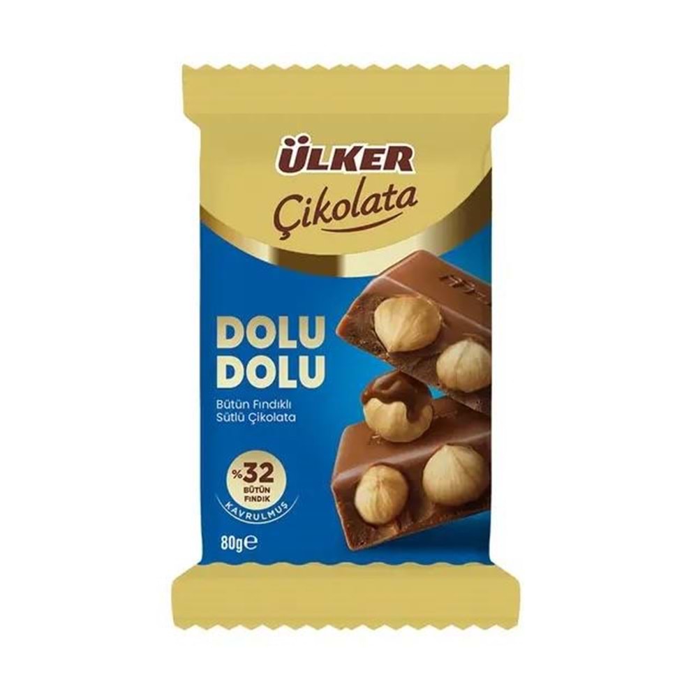 Ülker Çikolata Dolu Dolu %32 Fındık 80 Gr
