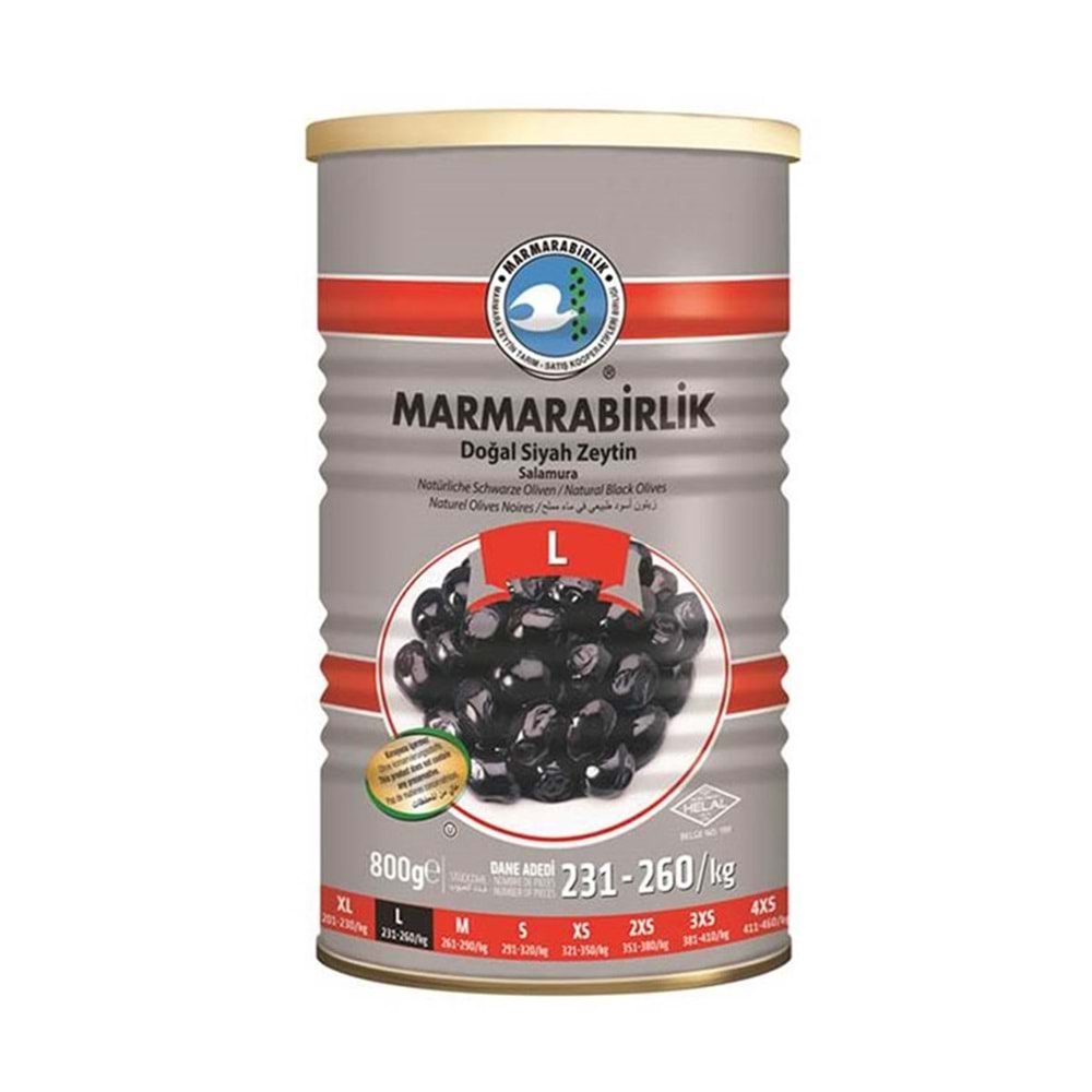 Marmarabirlik Zeytin Hiper (L) Az Tuzlu 800 Gr