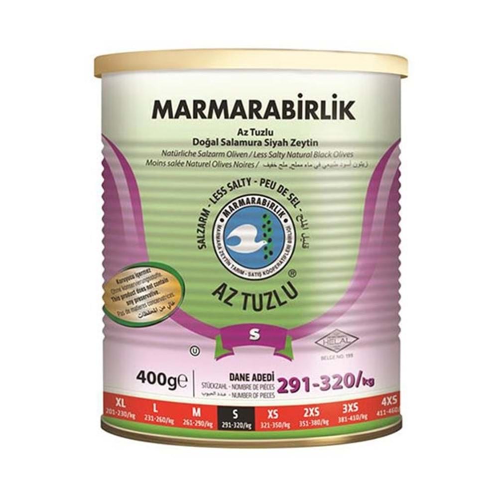 Marmarabirlik Zeytin Hususi Az Tuzlu (S) 400 Gr Teneke