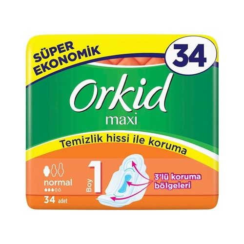 Orkid Maxi Hijyenik Ped Normal Süper Ekonomik Paket 34 Lü
