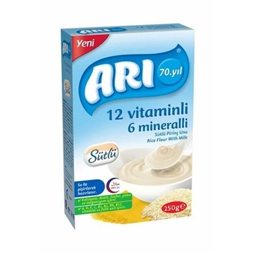 Arı 12 Vitaminli 6 Mineralli Sütlü Pirinçli Sade 250 Gr