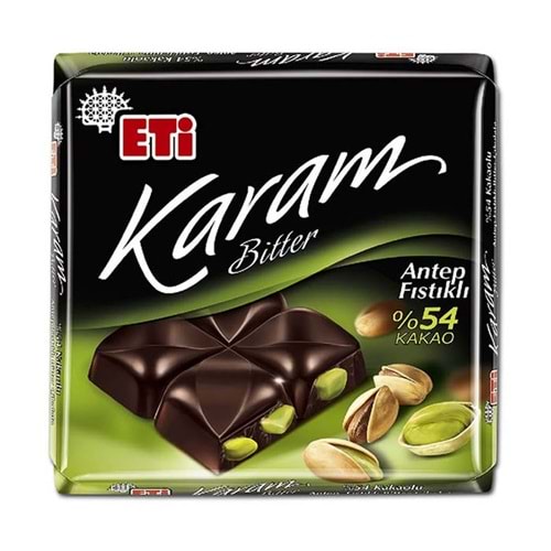 Eti Karam %54 Antep Fıstıklı Kare Bitter Çikolata 60 Gr