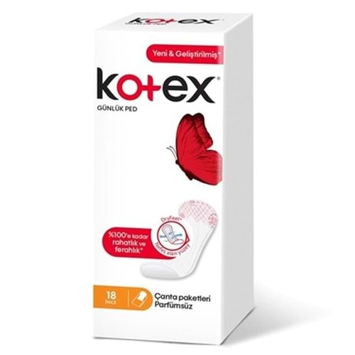 Kotex Rahatlık Ve Ferahlık İnce Parfümsüz Günlük Ped 18 Adet