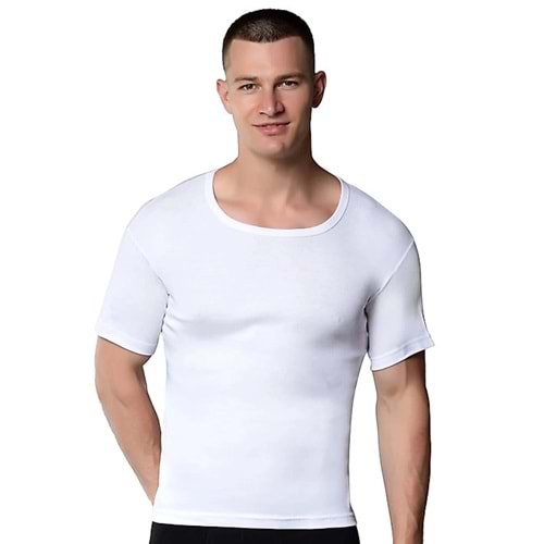 Gümüş Ribana Bisiklet Yaka K.Kol - 3004 - Beyaz - 3Xl