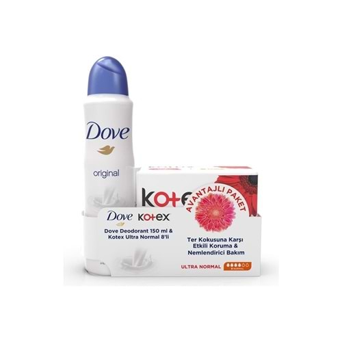 Dove Deodorant Original 150 Ml + Kotex Ultra Normal 8Li