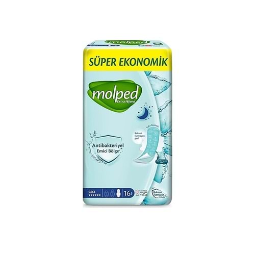 Molped Hijyenik Ped Antibakteriyel Gece 16 Lı