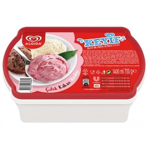 Algida Keyif Çilek Kakao Vanilya 1400 Ml